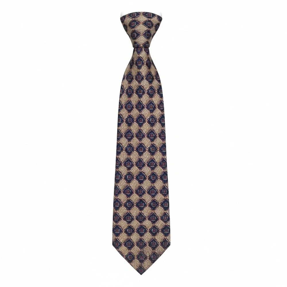 IKE‎ BEHAR NEW YORK Silk Necktie Mens Geometric Pattern Made in Italy